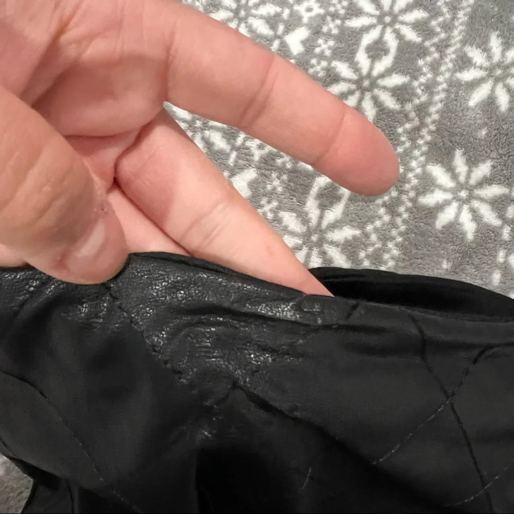 Chico's Faux Leather Quilted Pencil Skirt In Black Size Medium (10)‎